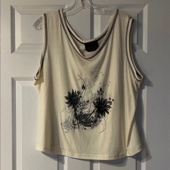 Mr.Max Tops - 4/$20 Cream Floral Graphic Scoop Neck Tank Top